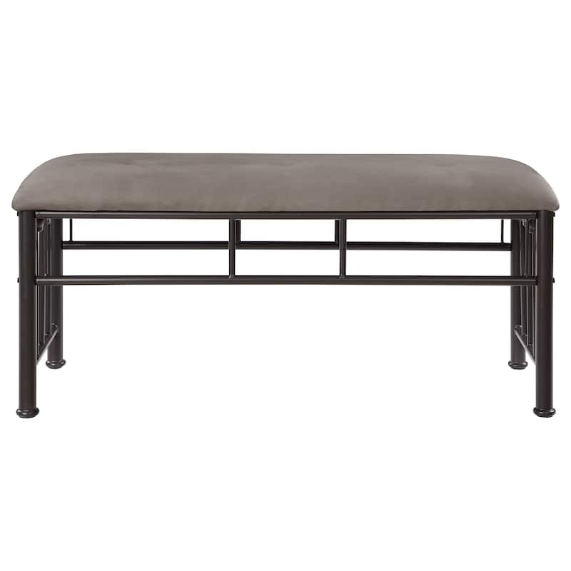Livingston Microfiber Upholstered Bench Brown and Dark Bronze