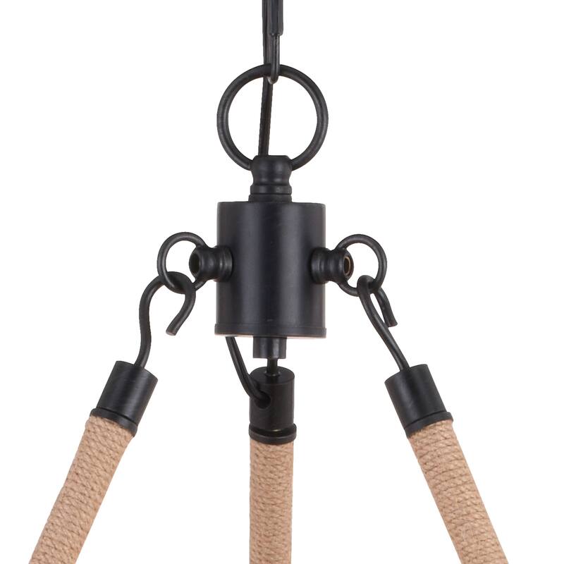 Chandelier 6 Light Bronze Rope Accent Farmhouse Lighting Fixture - 9.84