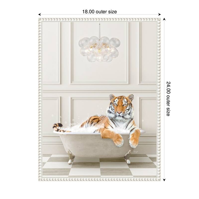 Kate and Laurel Sylvie Tiger Traditional Chandelier Bath Framed Canvas by Amy Peterson