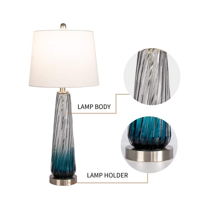 Maxax 28.75" Gradient Blue Bedside Table Lamp Set (Set of 2)