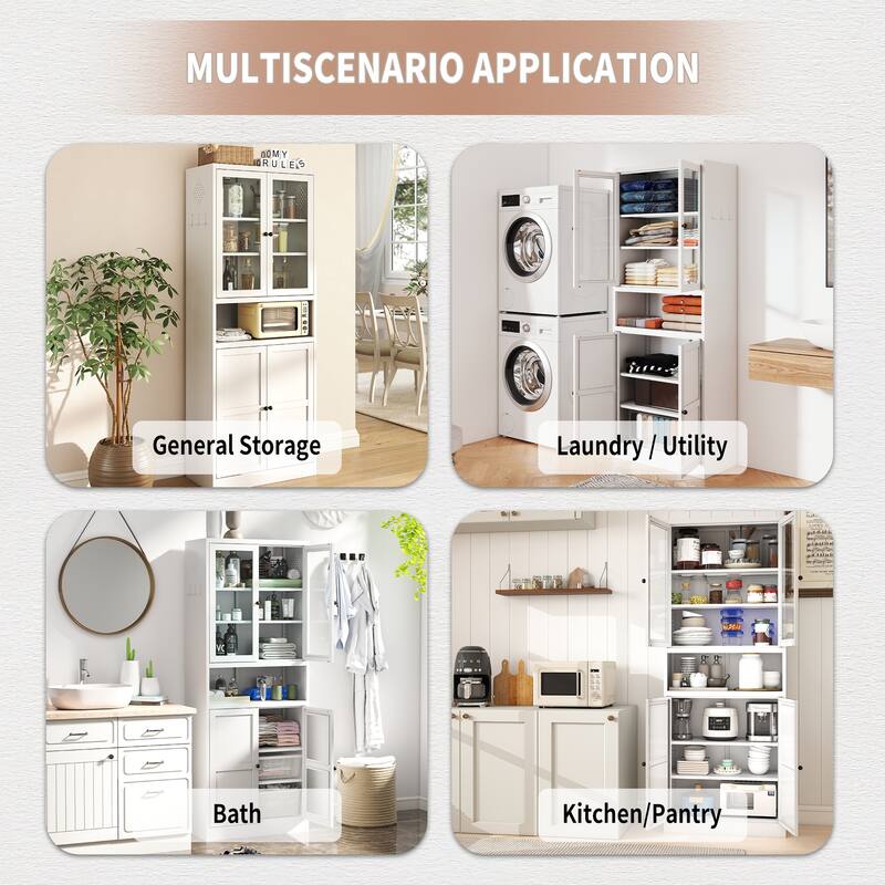 72" Metal Kitchen Pantry Cabinet