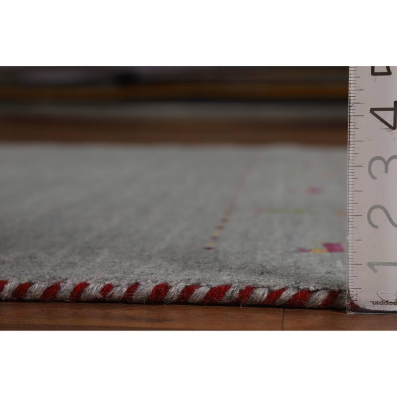 Hand Knotted Oriental 100% Wool Carpet Tribal Animal Pictorial Greys & Charcoal Gabbeh Area Rug - 7' 10'' X 5' 0''