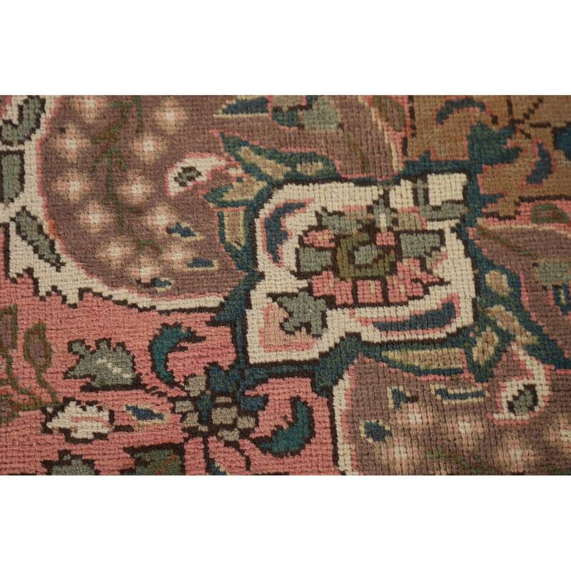Pink Tabriz Persian Vintage Area Rug Handmade Wool Carpet - 6'8" x 9'10"