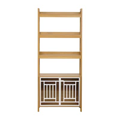 Modern 2-in-1 Dog Furniture: Tall Wood Display Shelf with Storage, Combining a Dog Kennel and Bookcase