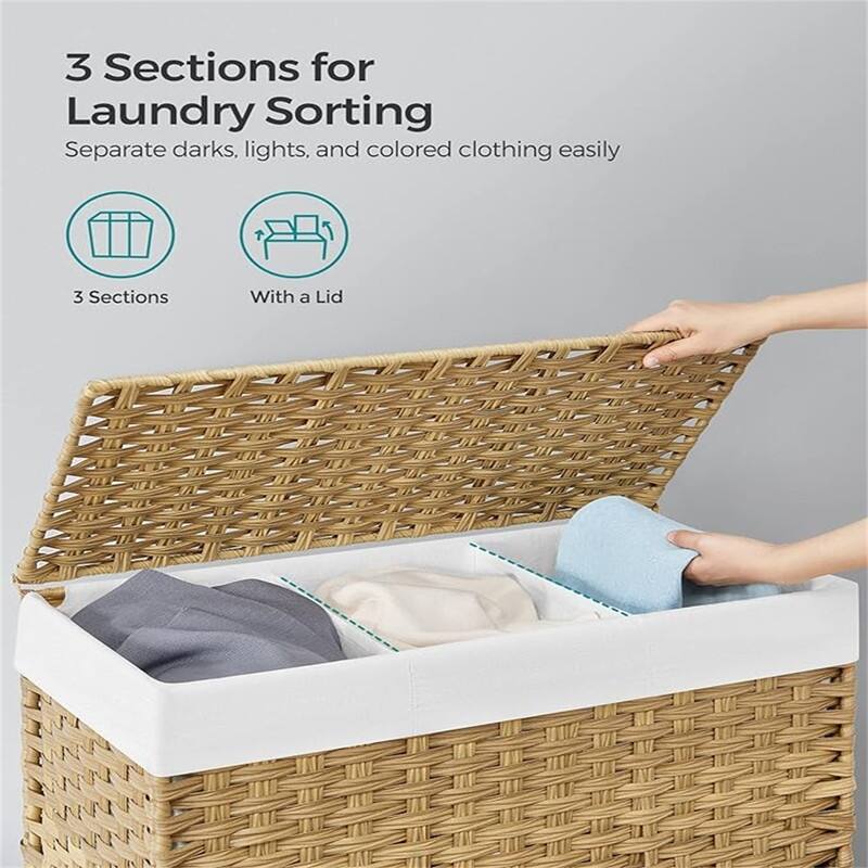 Laundry Hamper with Lid, 37 Gallon (140L) - 26"L x 13"W x 23.6"H