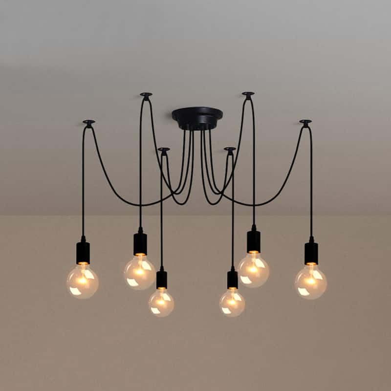Oaks Aura Industrial String Light Adjustable Pendant Light, Spider Cluster Chandelier