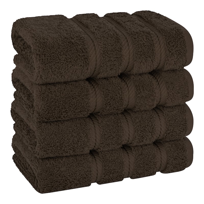 American Soft Linen 4-Piece Turkish Hand Towel Set - Chocolate Brown