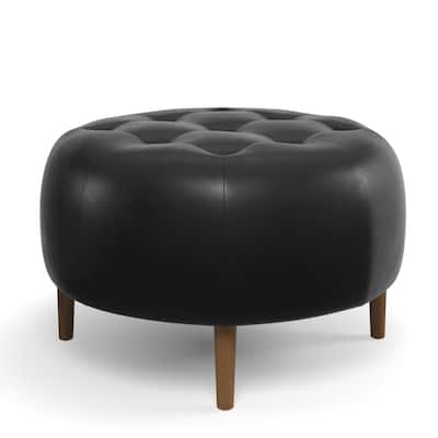 Harding Genuine Leather Round Ottoman