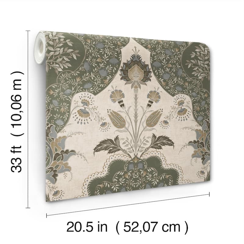 A-Street Prints Auden Green Floral Grandeur Wallpaper