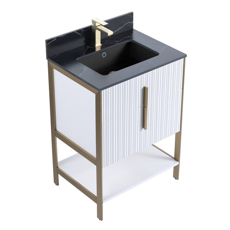 Fine Fixtures Serenity Modern Bathroom Vanity with Black Sintered Stone Top