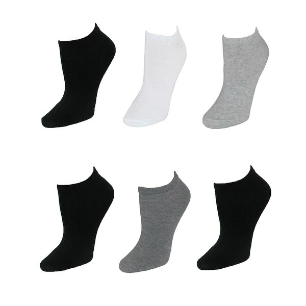 K. Bell Women's Solid Color No Show Ankle Sock (Pack of 6)