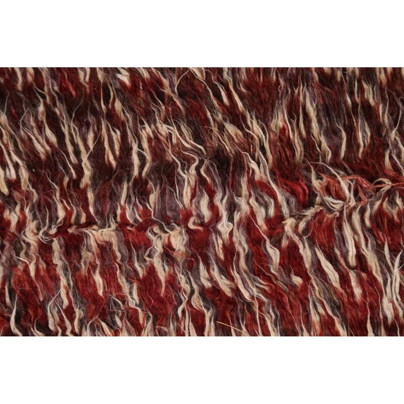 Hand Knotted Oriental 100% Wool Carpet Modern Geometric Red Moroccan Area Rug - 9' 8'' X 6' 8''