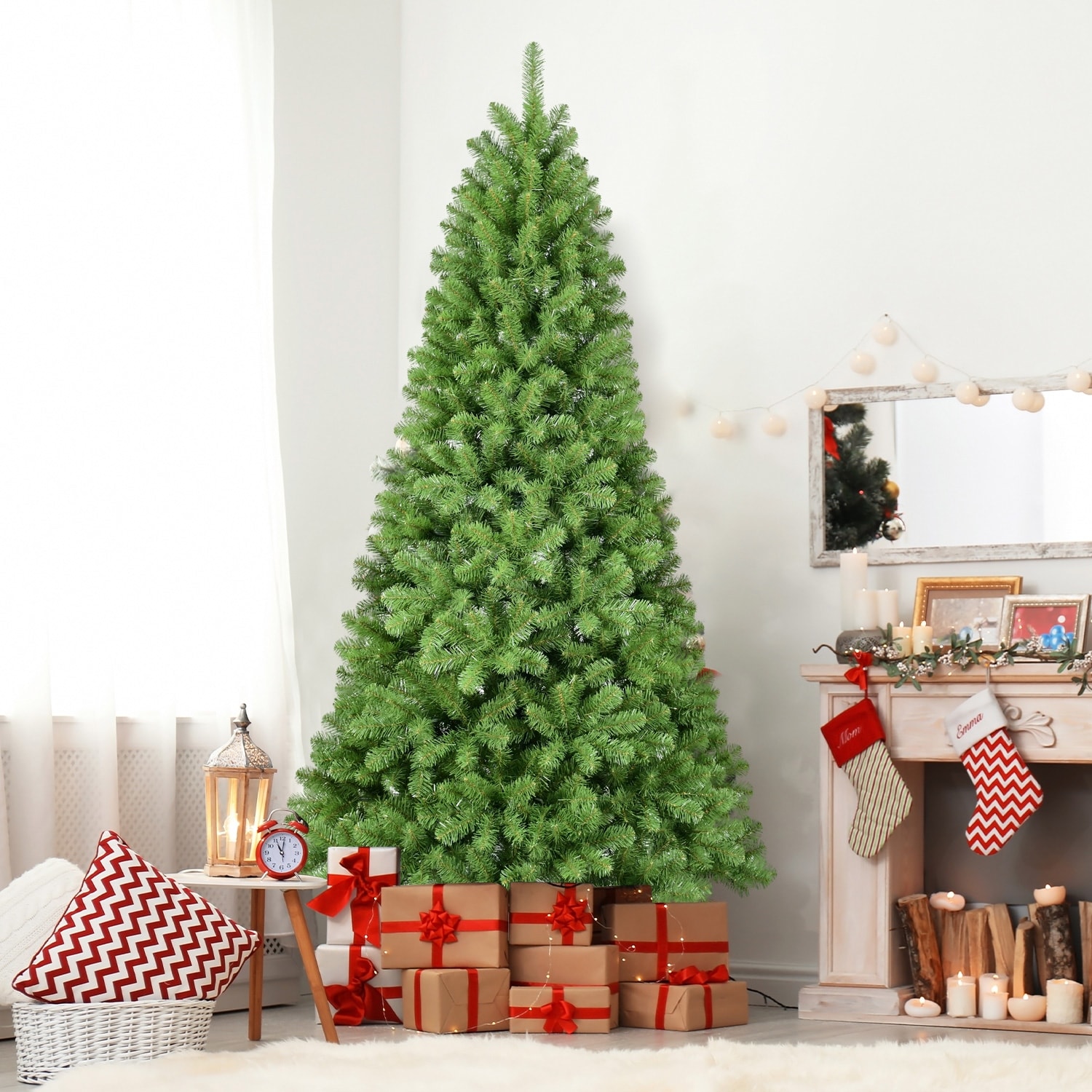 Unlit Artificial PVC Tree - Memory Wire Branches, Easy Setup, Green