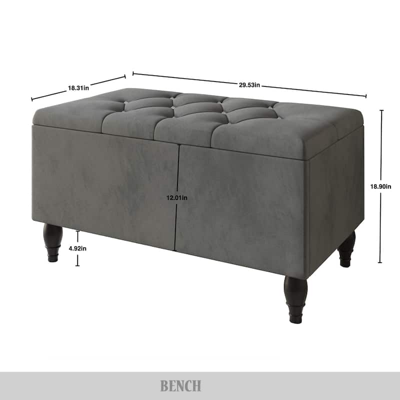 CraftPorch 2 Piece Bedroom Bench Set Velvet Wingback Upholstered Bed