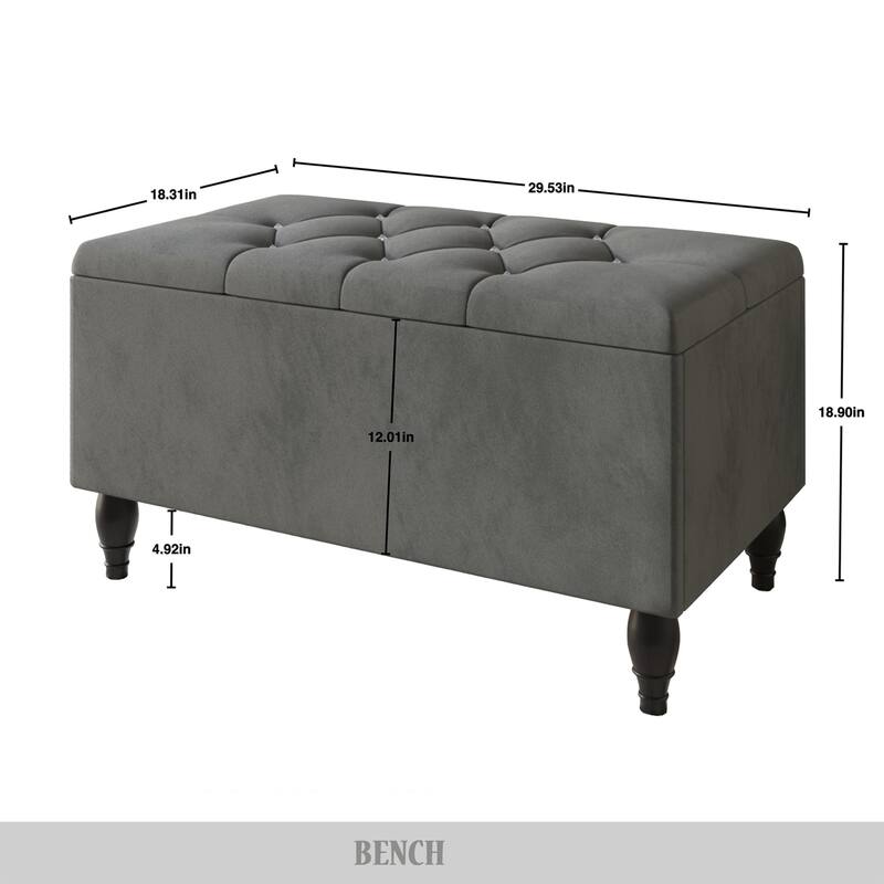 CraftPorch 2 Piece Bedroom Bench Set Velvet Wingback Upholstered Bed