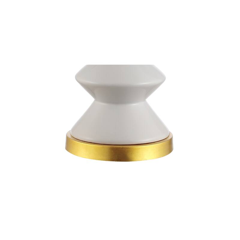Zhou 27" Ceramic/Iron Contemporary Glam LED Table Lamp, White/Brass Gold by JONATHAN Y