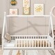 preview thumbnail 11 of 27, Twin Size Teepee Bed with Guardrails and Slats, Tent-Shaped Floor Bed White
