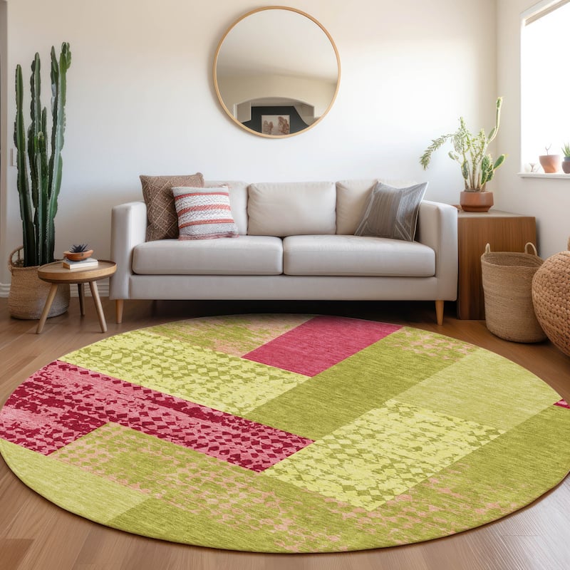 Premium Washable Super Soft Casual Geo Mayfield Rug - Lime - 8' x 8'