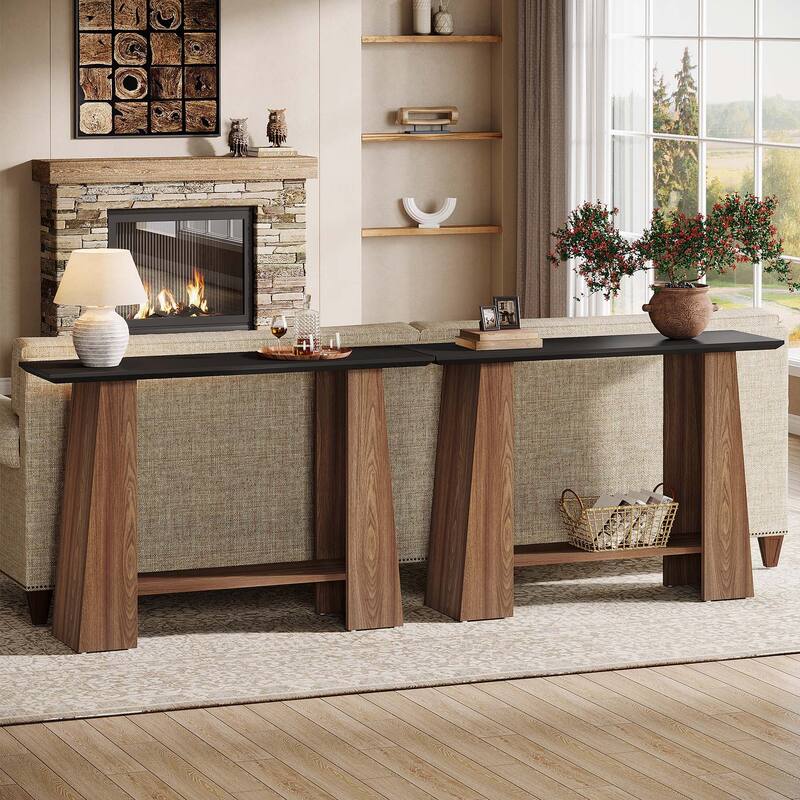 47" Mid-Century Modern Console Sofa Table with Storage for Entryway - 47.24" W x 13.78" D x 35.43" H