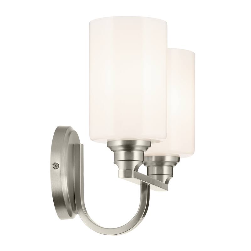 Kichler Lighting Gioe 14.25" 2-Light Vanity Light with Opal Glass in Brushed Nickel