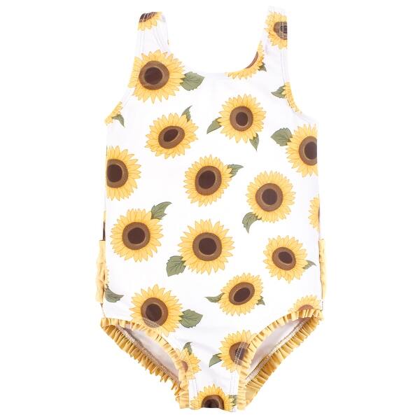 slide 1 of 1, Hudson Baby Girls Toddler Swimsuit, Sunflower 2T - Sunflower Toddler