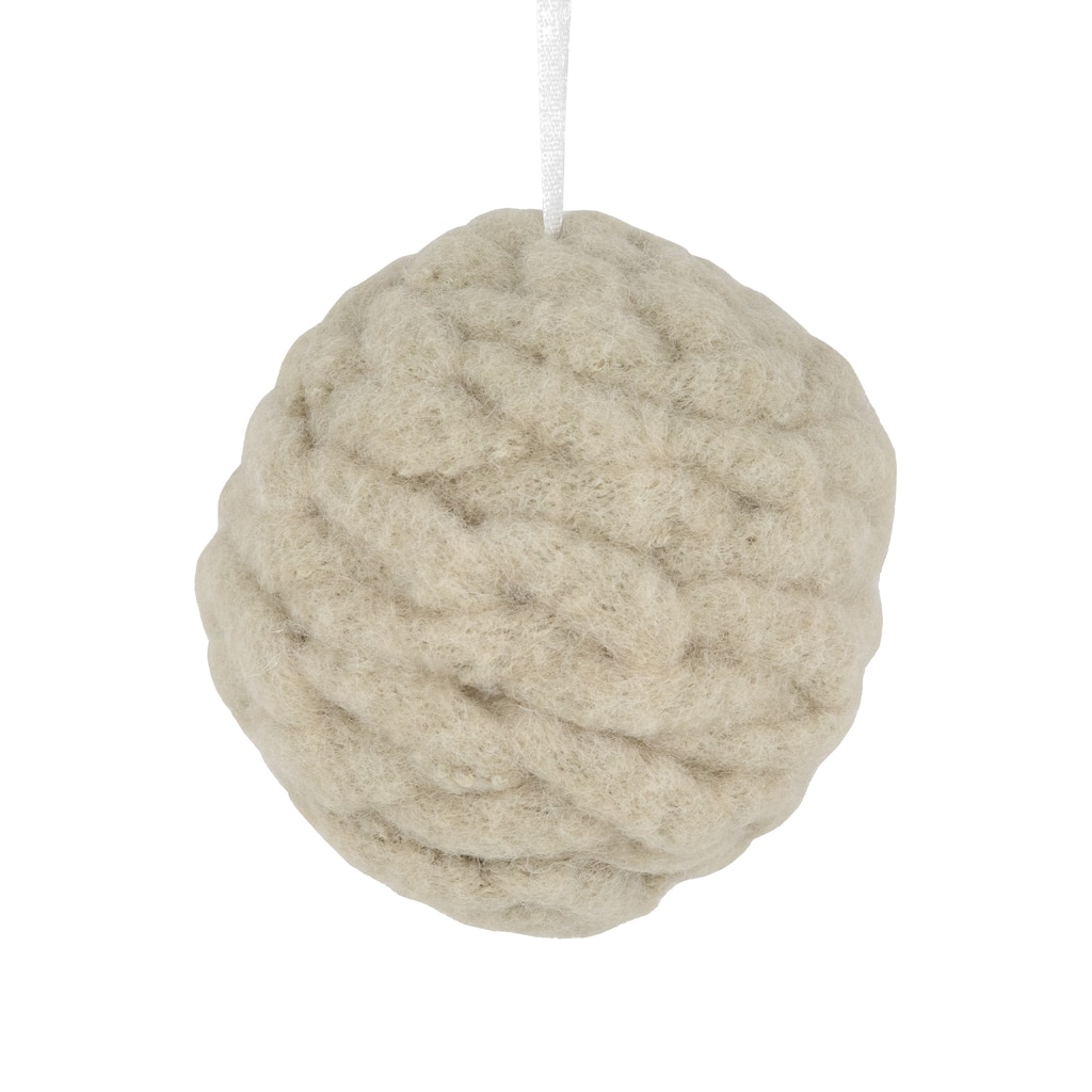 3.75" Beige Woven Yarn Ball Hanging Christmas Ornament