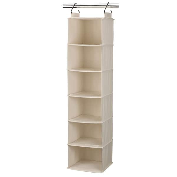 slide 2 of 7, Household Essentials 6-Shelf Hanging Closet Organizer - 12.0"L x 12.0"W x 50.0"H Cream