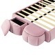 preview thumbnail 12 of 10, Twin Size Cartoon Velvet Upholstered Platform Bed for Girl, Pink