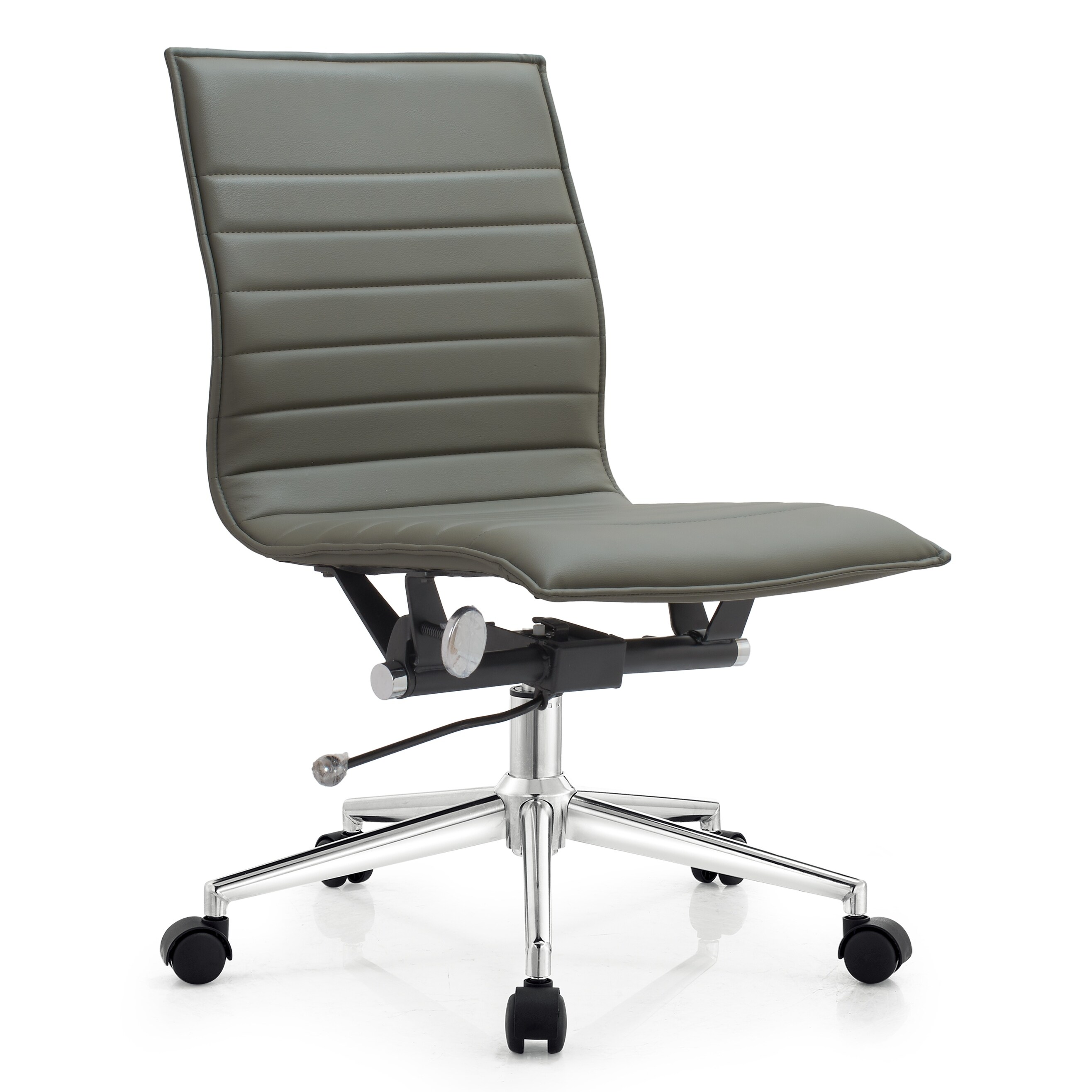 Low back armless white top ribbed designer swivel task chair