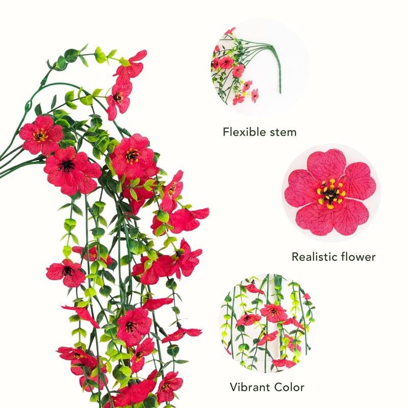 31-in UV Resistant Artificial Daisy Hanging Plant - Set of 6