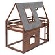 preview thumbnail 5 of 12, Wood Twin Size House Bunk Bed with Roof, Ladder and 2 Windows, Oak & Smoky Grey
