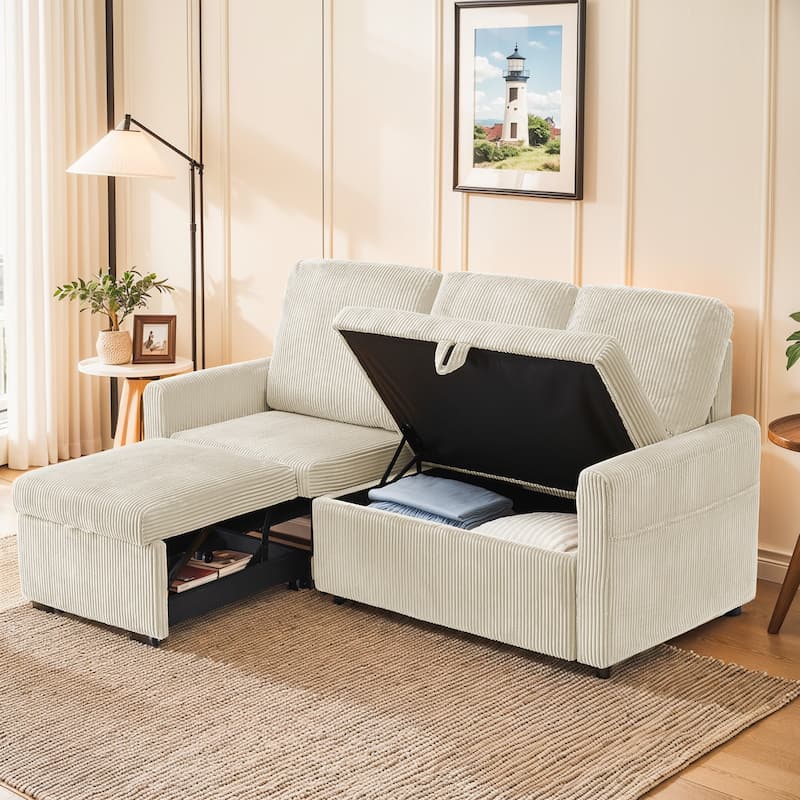 Pocassy 71" L-Shaped Sofa Deep Seat Sleeper Couch for Living Room