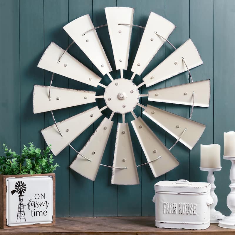 Glitzhome 28.5"D Oversized Farmhouse Metal Wind Spinner Wall Decor
