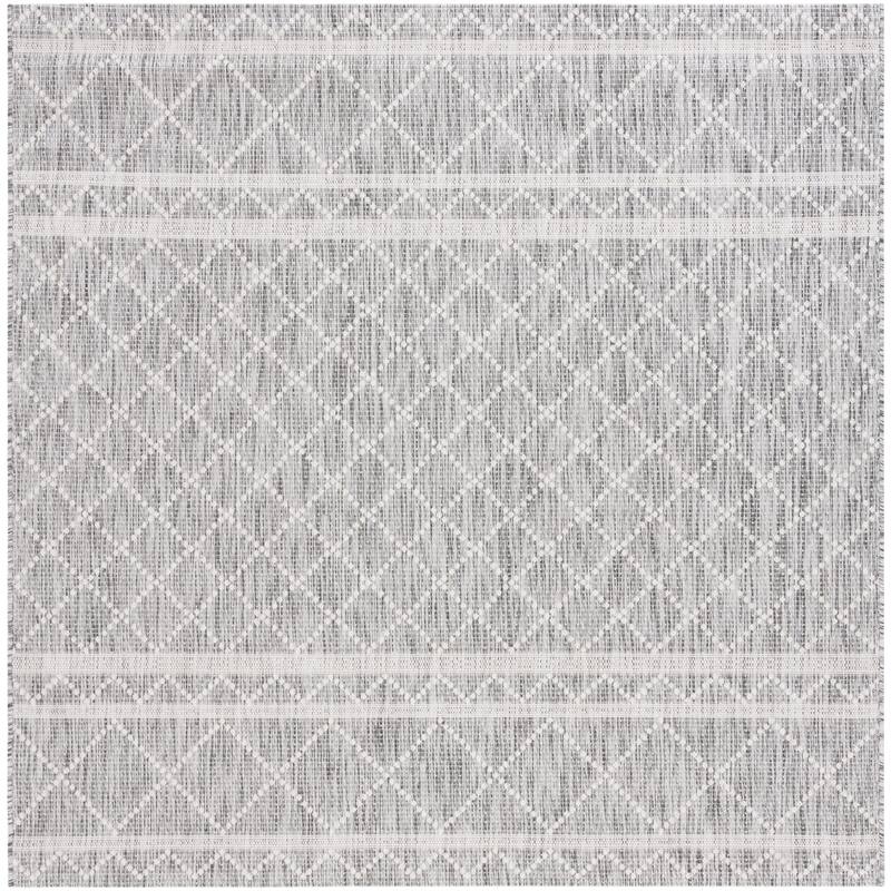 SAFAVIEH Courtyard Andreea Trellis Waterproof Patio Backyard Rug - 6'7" Square - Light Grey/Dark Grey