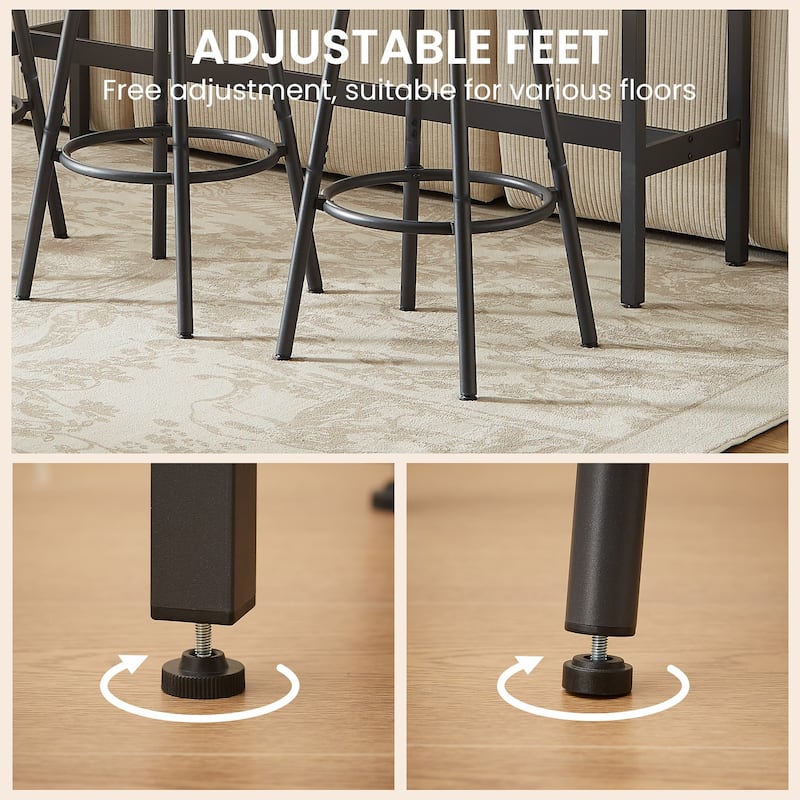 Bar Table and Chairs Set for 6, Dining Table 7 Piece Set, Pub Counter Height Table w/6 PU Leather Bar Chairs for Breakfast Nook