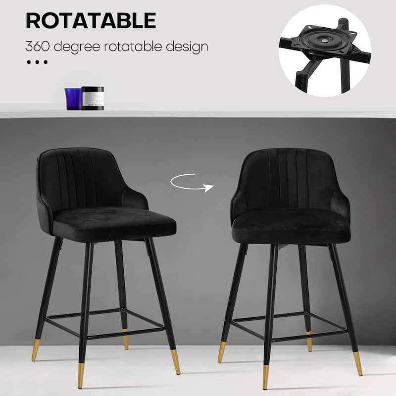 Modern Velvet Upholstered Swivel Counter/ Bar Stools Set of 2/4