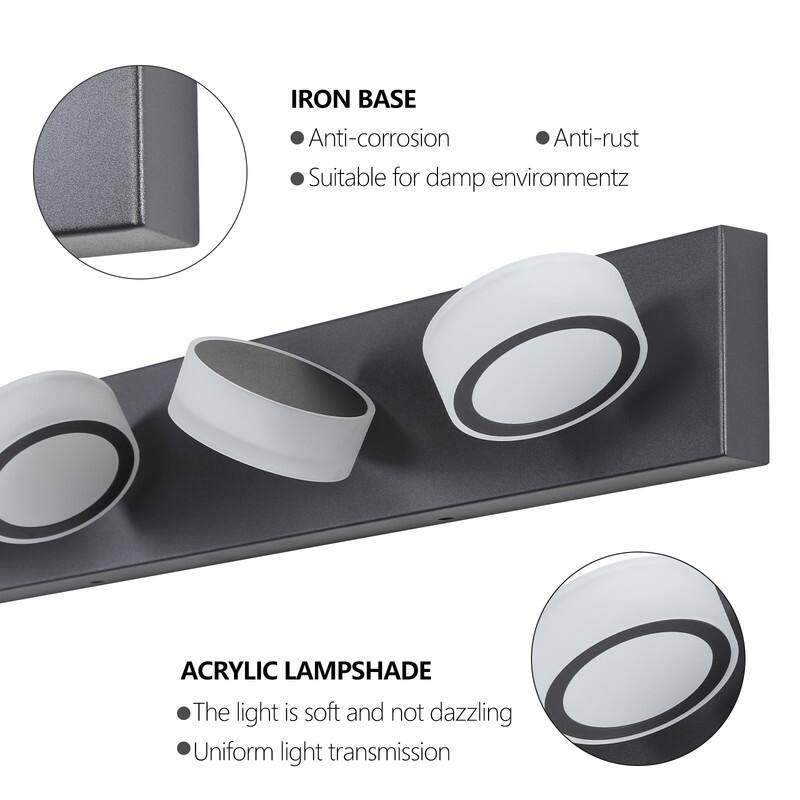 Sleek Black LED Vanity Light – Modern Wall-Mounted Bathroom Fixture for Mirrors & Showers‌
