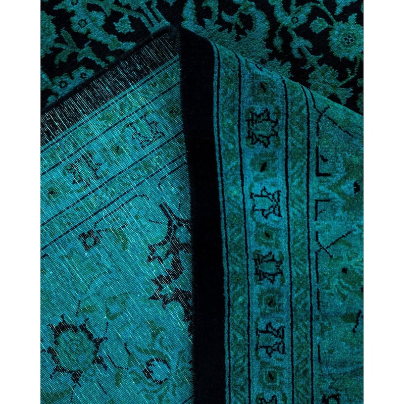 Overton Hand Knotted Wool Vintage Inspired Modern Contemporary Overdyed Blue Area Rug - 8' 3" x 10' 5"
