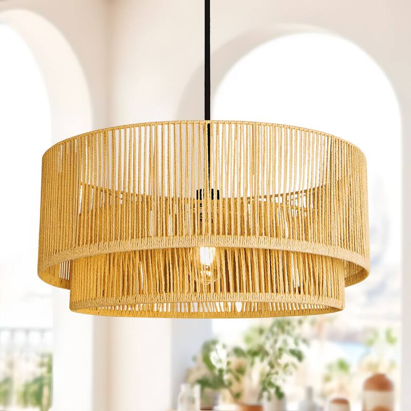 Hand-Woven Rattan Pendant Light - Natural