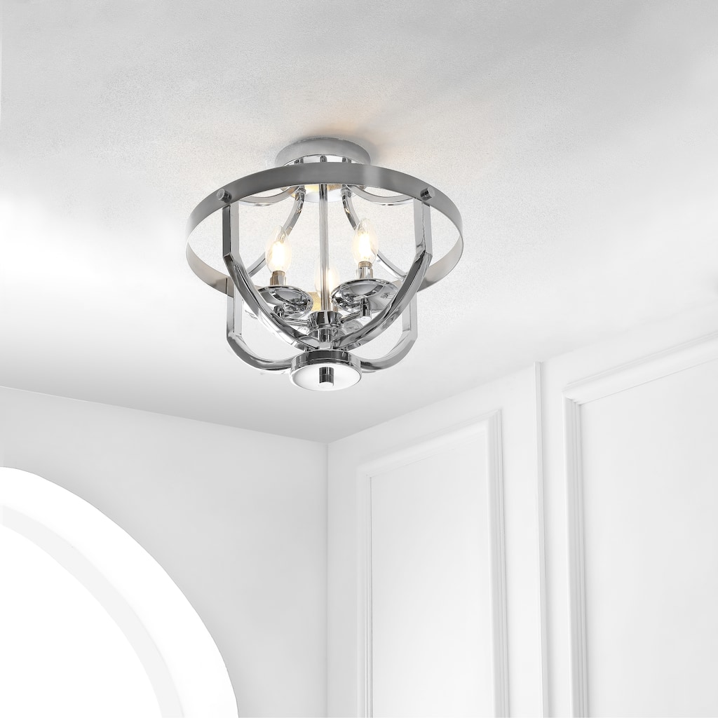SAFAVIEH Zdislava Flush Mount - 8" x 4.6" x 10.8" - Chrome - 15Wx15Dx13H