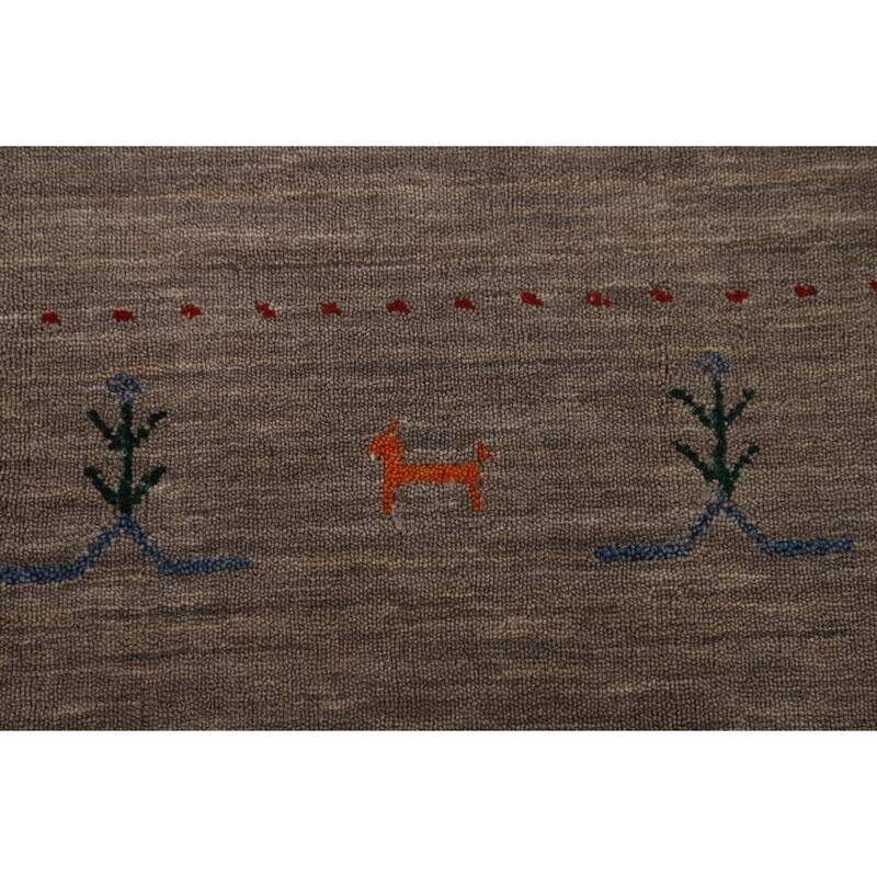 Tribal Gabbeh Living Room Area Rug Handmade Wool Carpet - 6'9"x 9'9"