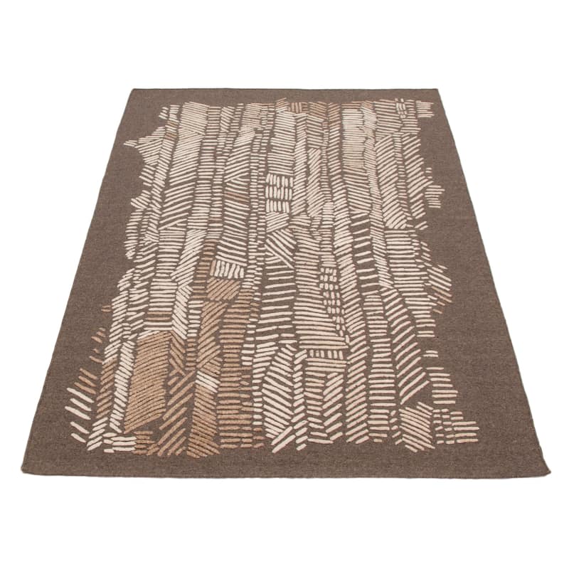 ECARPETGALLERY Hand-knotted Tangier Dark Brown Wool Rug - 5'2 x 7'11