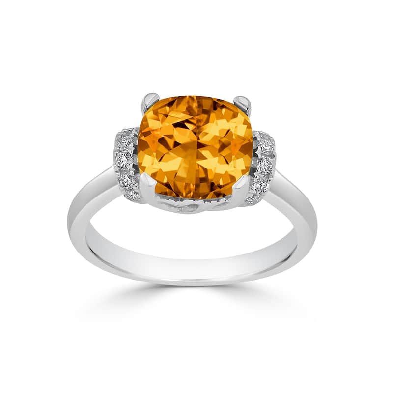Auriya Unique 3 3/8ct Cushion-cut Citrine and Diamond Engagement Ring 1/5cttw 14k Gold