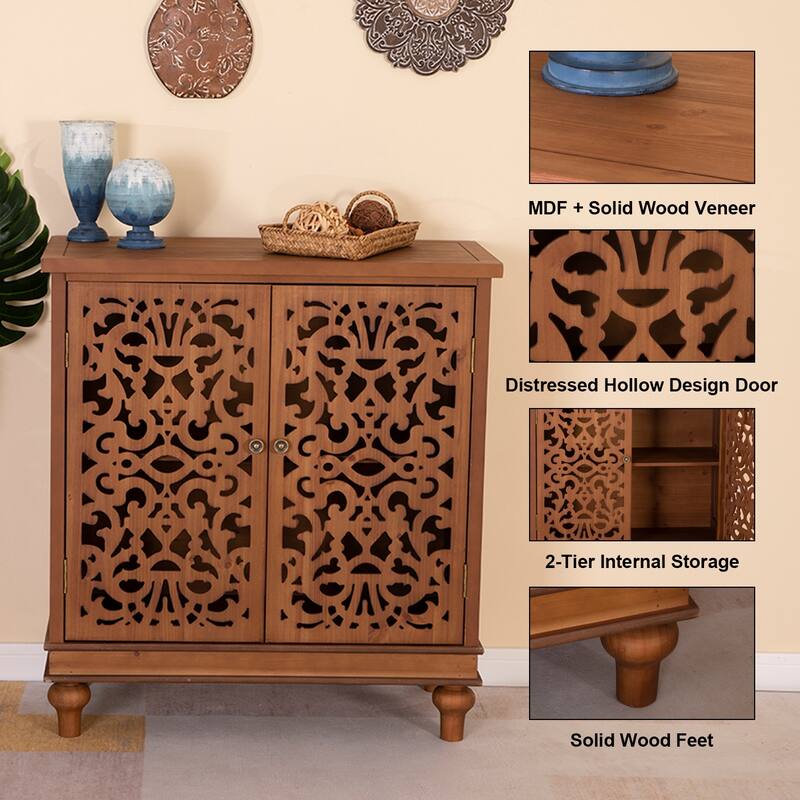2-door Intricate Traditional Antique Storage Cabinet