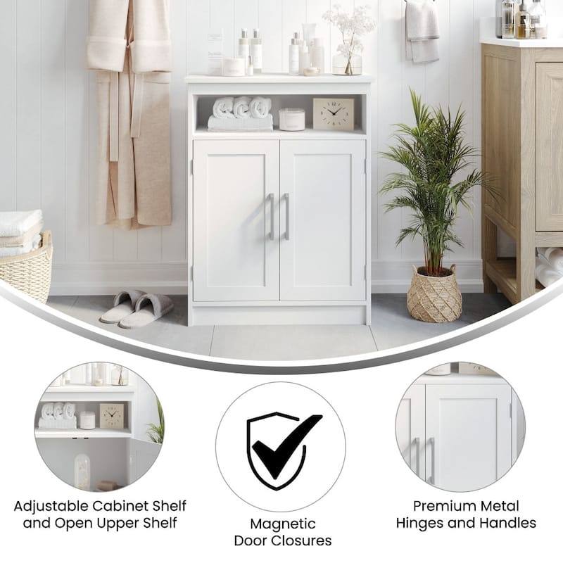 Modern Bathroom Storage Cabinet with Magnetic Close Doors and Shelves