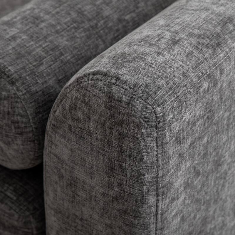 90.55" Wide Modern Bench,Window-side Bench with Armrests,Chenille Chaise Lounge Couch with 2 Bolster Pillows