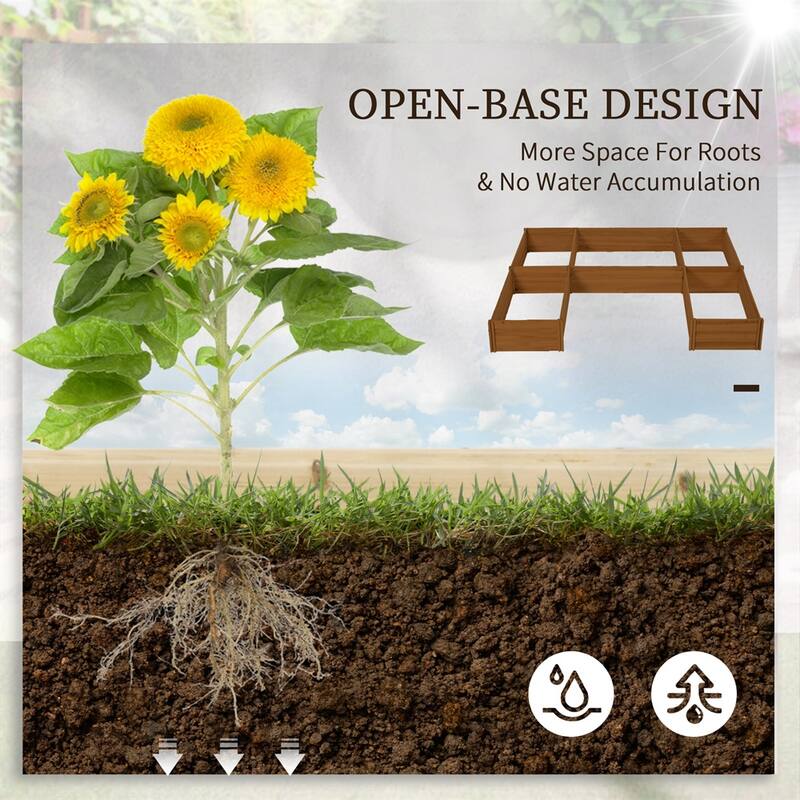 Large Wooden Planter Box Set for Garden and Outdoor Use Modular Fir Wood Raised Beds for Flowers Vegetables