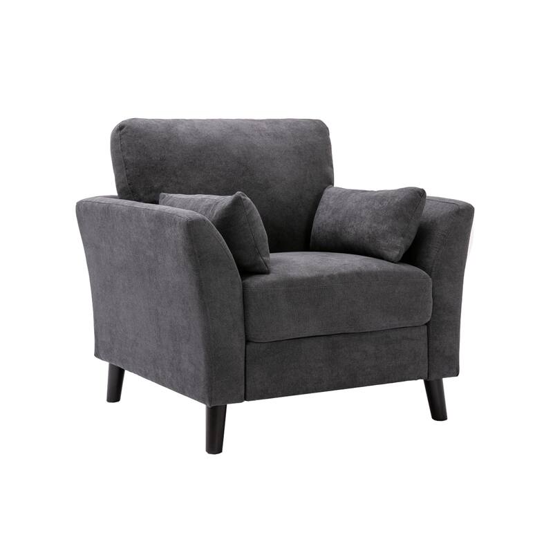 Velvet Upholstered Fabric Chair with 2 Pillows