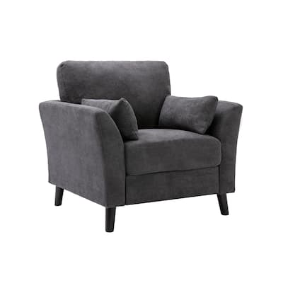 Velvet Upholstered Fabric Chair with 2 Pillows