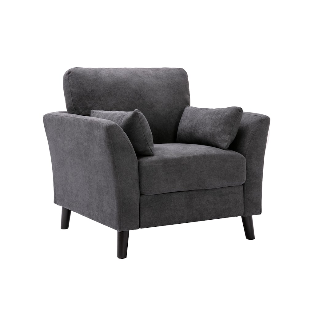 Velvet Upholstered Fabric Chair with 2 Pillows